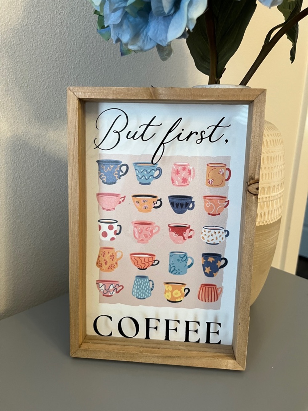 “ But First Coffee” Colorful Art Print Framed